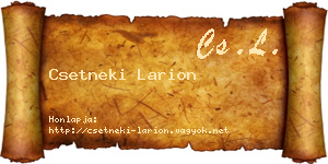 Csetneki Larion névjegykártya